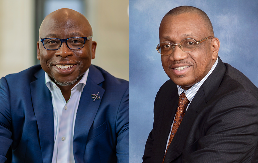 Wesley Brown, left, and Michael McCray, the founders of the Arkansas Delta Informer, the Black-owned independent news portal based in Pine Bluff.