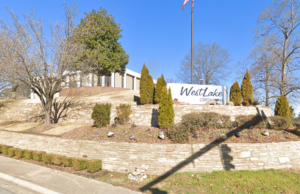 A Google Street View image of the entrance to Westlake Corporate Park in Little Rock