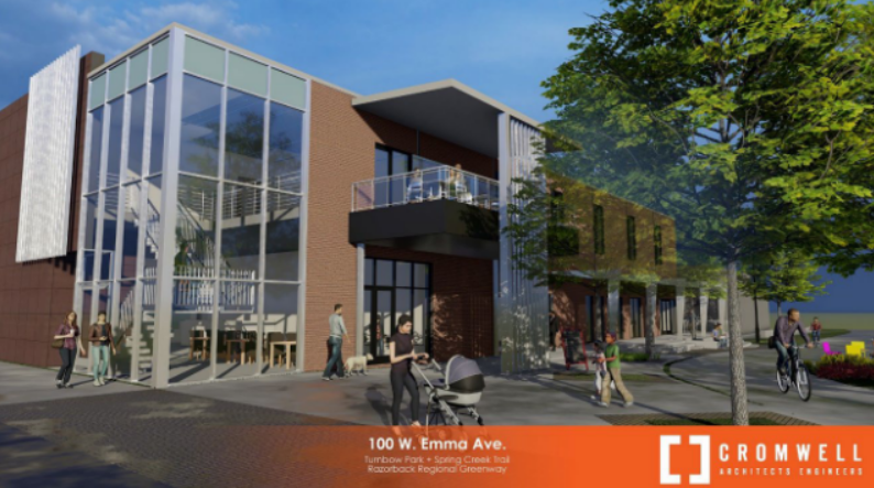 A rendering of the redevelopment at 100 W. Emma Ave. in Springdale, a complex that First Security Bank has sold.