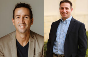 Jeff Stinson, director of HealthTech Arkansas (left), and&nbsp;Joe Sasson, executive vice president of ventures at MedAxiom, recenlty spoke to Arkansas Business about their organizations partnering on a new cardiovascular technology-focused accelerator called HeartX.