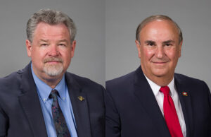 Arkansas Sens. Alan Clark (left) and Mark Johnson have been reprimanded for ethics violations.