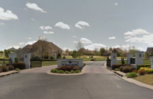A Google Street View image of the entrance to the Churchill Downs neighborhood in Springdale