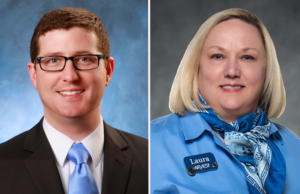 Cody Knight, president & CEO of Piggott State Bank, and Laura Andress, chief people officer for Arvest Bank