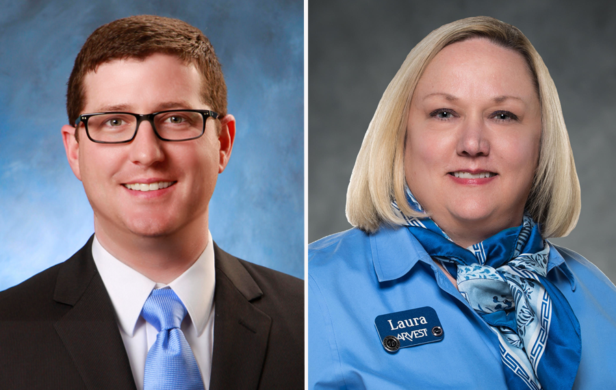 Cody Knight, president & CEO of Piggott State Bank, and Laura Andress, chief people officer for Arvest Bank
