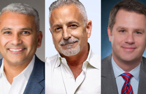 (From left)&nbsp;Vijay Manthripragada, CEO of Montrose Environmental Group; Tony Aquila, CEO of Canoo Inc.; and Doug McMillon, CEO of Walmart.