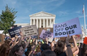 Pro-choice protesters outside the U.S. Supreme Court building in Washington, D.C., in October