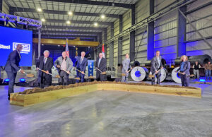 State and local officials and U.S. Steel executives break ground on the company's new mill in Osceola, Arkansas.