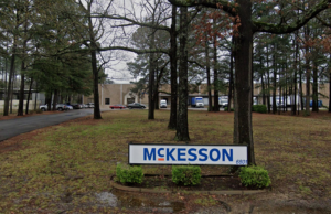 A Google Street View image of the McKesson Corp. warehouse at 6801 Scott Hamilton Drive