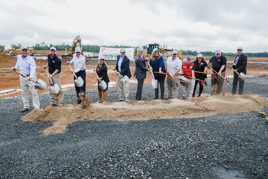 Tractor Supply Co. executives and local and state officials break ground on the company's distribution center in Maumelle, Arkansas, on Aug. 23, 2022.