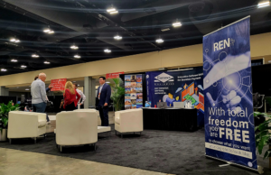 The floor of the trade show on the first day of the VenCent Fintech Summit hosted by the Venture Center of Little Rock.