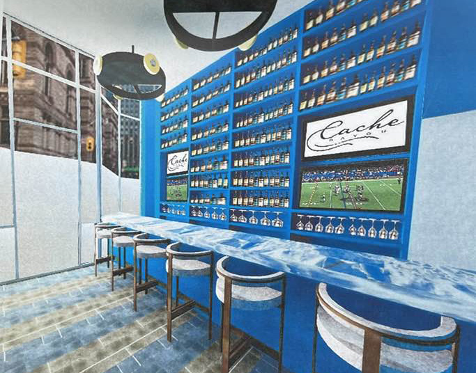 A rendering of the Bayou at Cache, a &ldquo;hidden&rdquo; bar and dining room going into the former Freckled Frog space.