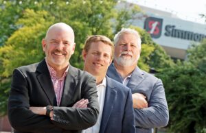 Three leaders in plans for the area near Simmons Bank Arena include Greg Nabholz of Nabholz Properties, left, Scott Hilburn of Hilburn & Harper and Scott Landers of Applied Technology Group.