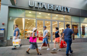 Shoppers outside an Ulta Beauty location in Manhattan
