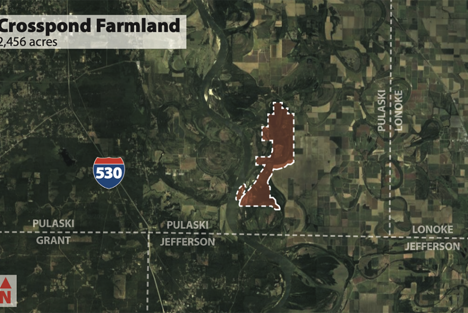 Agricultural land covering more than 2,400 acres in southeast Pulaski County southeast of Scott sold for nearly $4.9 million.