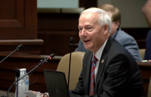 Gov. Asa Hutchinson presents the final state budget proposal of his term-limited time in office on Nov. 10, 2022
