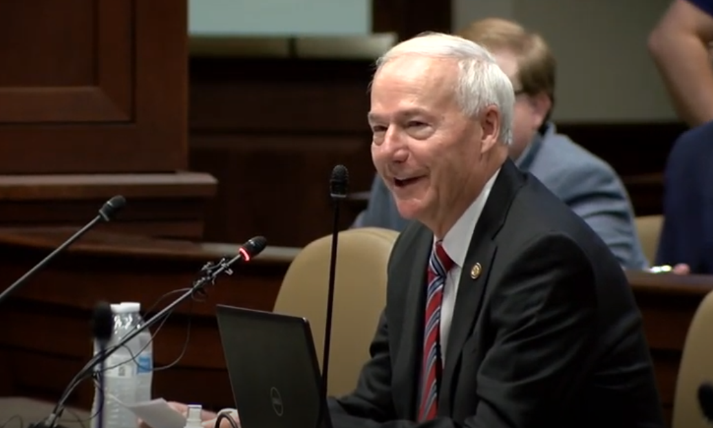 Gov. Asa Hutchinson presents the final state budget proposal of his term-limited time in office on Nov. 10, 2022