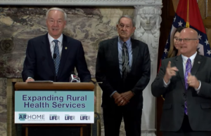Gov. Asa Hutchinson announces on Nov. 1, 2022 that a state initiative to expand rural health services under ARHOME has received federal approval.