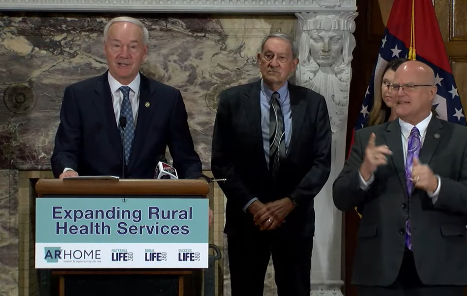 Gov. Asa Hutchinson announces on Nov. 1, 2022 that a state initiative to expand rural health services under ARHOME has received federal approval.