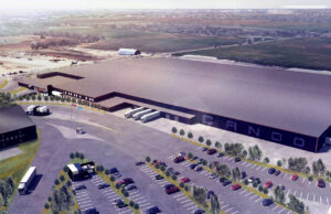 A rendering of Canoo's manufacturing facility in Oklahoma City