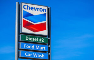 A Chevron gas station sign