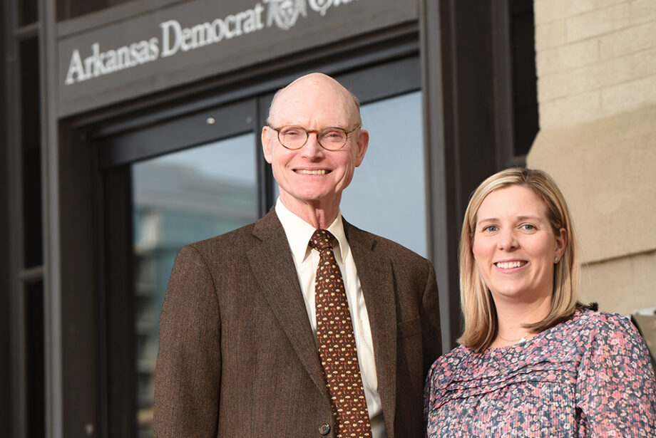 Retiring Arkansas Democrat-Gazette Publisher Walter E. Hussman Jr. and his daughter, Executive Editor Eliza Hussman Gaines.