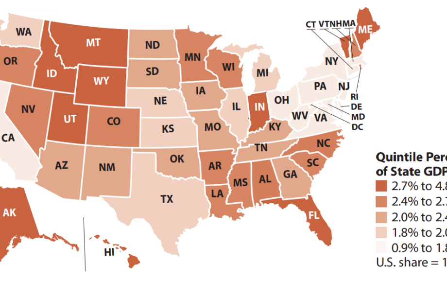 Outdoor recreation GDP map