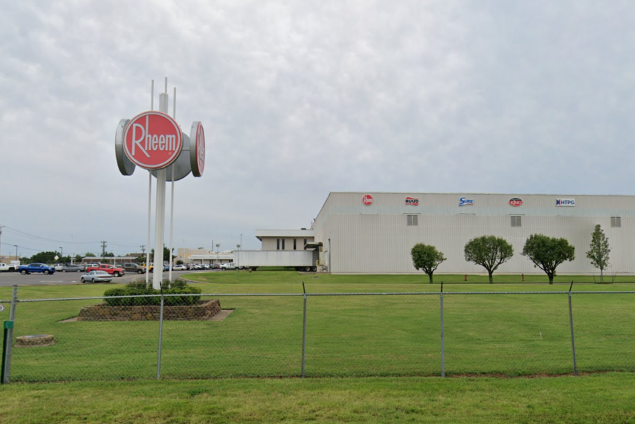 A Google Street View image of Rheem Manufacturing Co.'s plant in Fort Smith