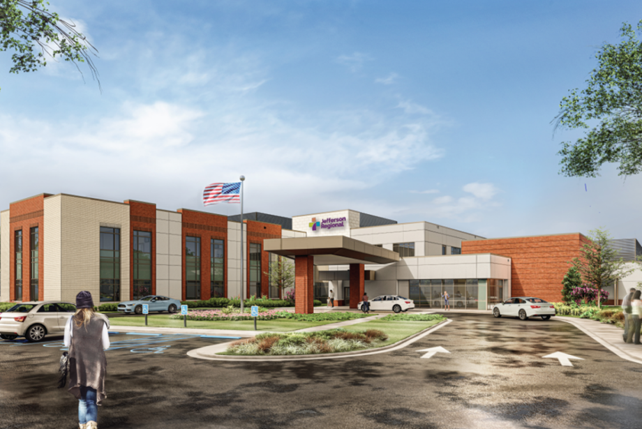 A drawing of the rehabilitation and behavioral health hospital Jefferson Regional Medical Center and LifePoint Health are planning to operate.