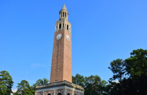 The bell tower at the University of North Carolina in Chapel Hill, North Carolina