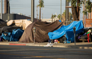 hHomeless encampments along Central Avenue in downtown Los Angeles.
