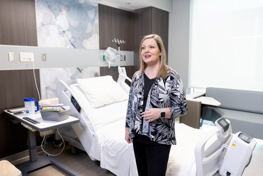 Lori House, CEO of Sevier County Medical Center near De Queen, provides a walking tour of the hospital, whose doctors and nurses will begin seeing patients soon.