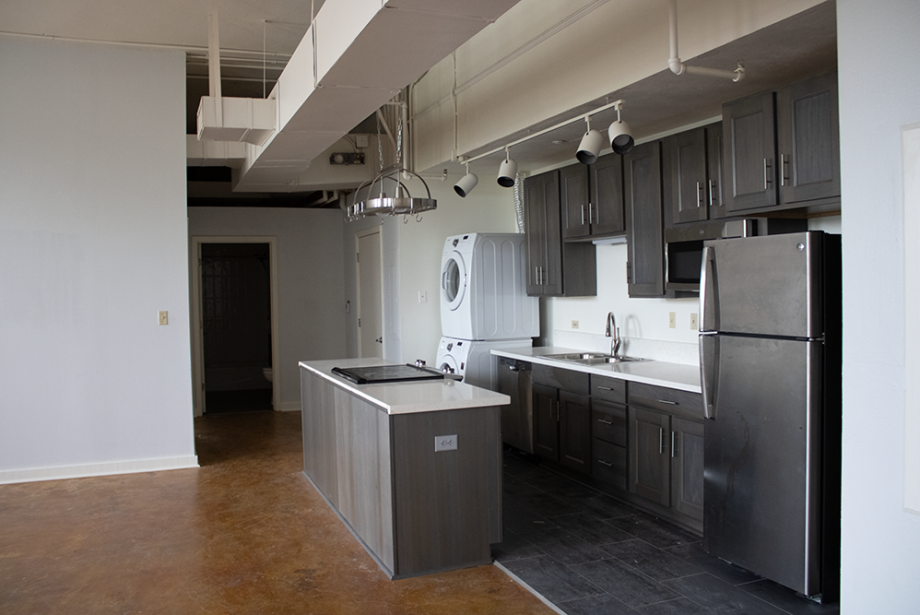 A unit at the Lofts at SoMa, a former high school built in 1904. The building was purchased in 2013 by Jill Judy and Mark Brown of Downtown Dwellings, developers focused on rehabbing historic properties.