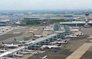 An aerial view of&nbsp;John F. Kennedy International Airport in New York City