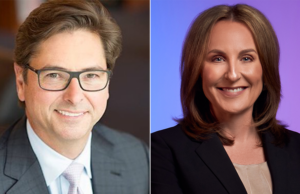 J.B. Hunt CEO John Roberts III, left, and President Shelley Simpson