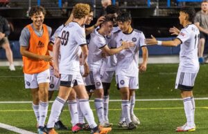 Little Rock Rangers players during a match at War Memorial Stadium in 2022. The nonprofit organization does not pay the players, many of whom also play at the college level.