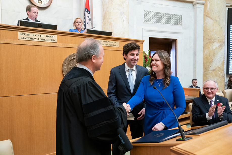 Governor Sarah Huckabee Sanders is officially sworn in as the 47th Governor of Arkansas on Tuesday, Jan. 10, 2023.