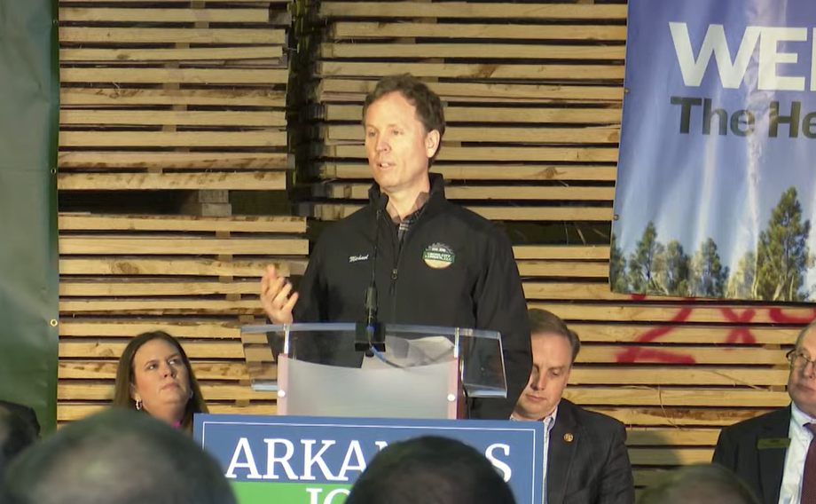 Michael Ranson, managing partner of Astara Capital LLC, speaks at an event marking the opening of Camden Timbers on Feb. 10, 2023