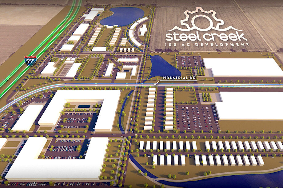 A rendering of&nbsp;Haag Brown Development's planned Steel Creek Development in Trumann, which would include a new&nbsp;warehouse and distribution center for Roach Conveyors.