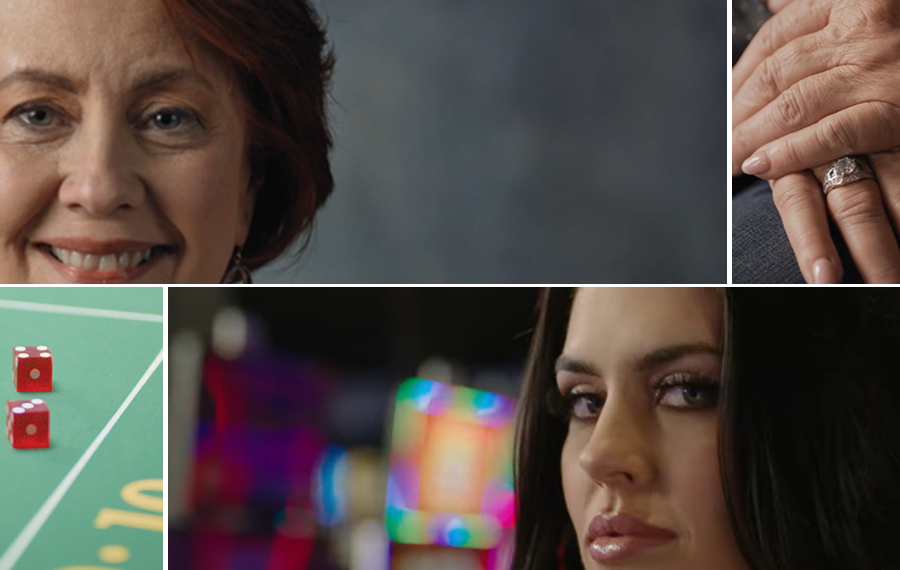 Still frames from two Super Bowl ads for Baptist Health and Saracen Casino and produced by Stone Ward and Gary Heathcott, respectively
