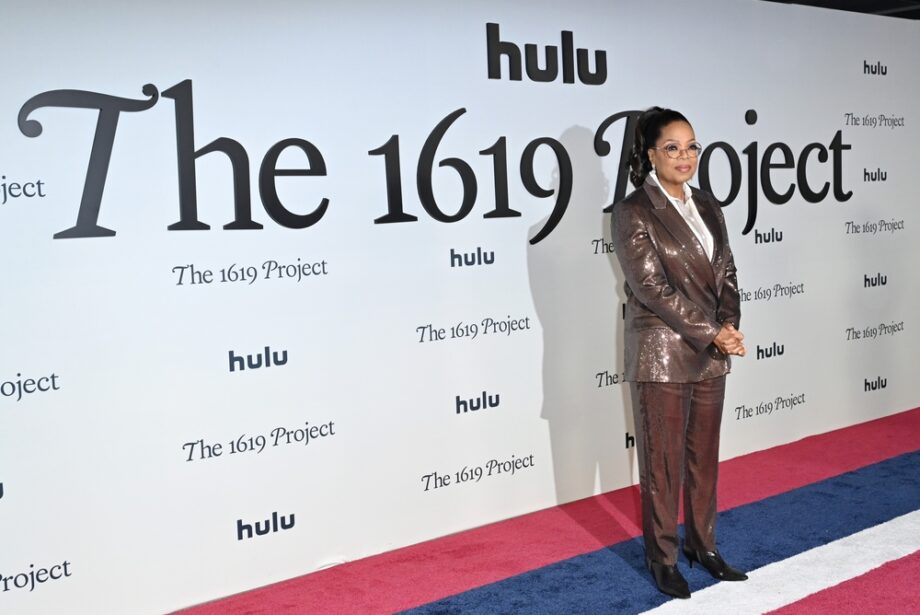 Oprah Winfrey at the premiere of "The 1619 Project" in Los Angeles on Jan. 26, 2023