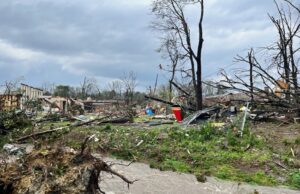 Tornado damage in the area of Breckenridge Drive and North Rodney Parham Road in Little Rock on March 31, 2023