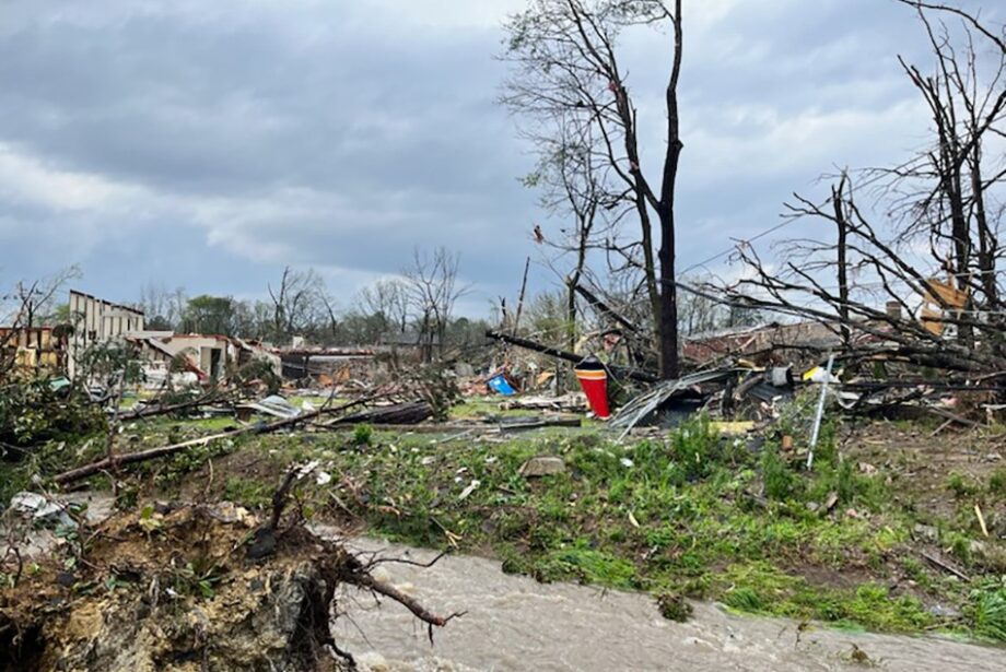 Tornado damage in the area of Breckenridge Drive and North Rodney Parham Road in Little Rock on March 31, 2023