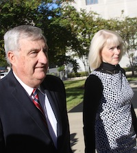 Lu and Mary Hardin entering U.S. District Court on Monday. (Photo by Kate Knable)