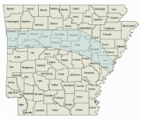 The University of Central Arkansas' Strategic Growth Institute will host a seminar on Oct. 3 to provide an update on the production and economic significance of the Fayetteville Shale drilling operations, shown in the shaded area in the above map.