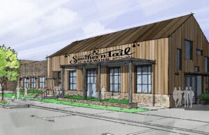 An architect’s rendering of the planned Southern Tail Brewing.