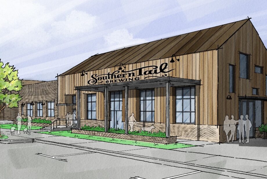 An architect’s rendering of the planned Southern Tail Brewing.
