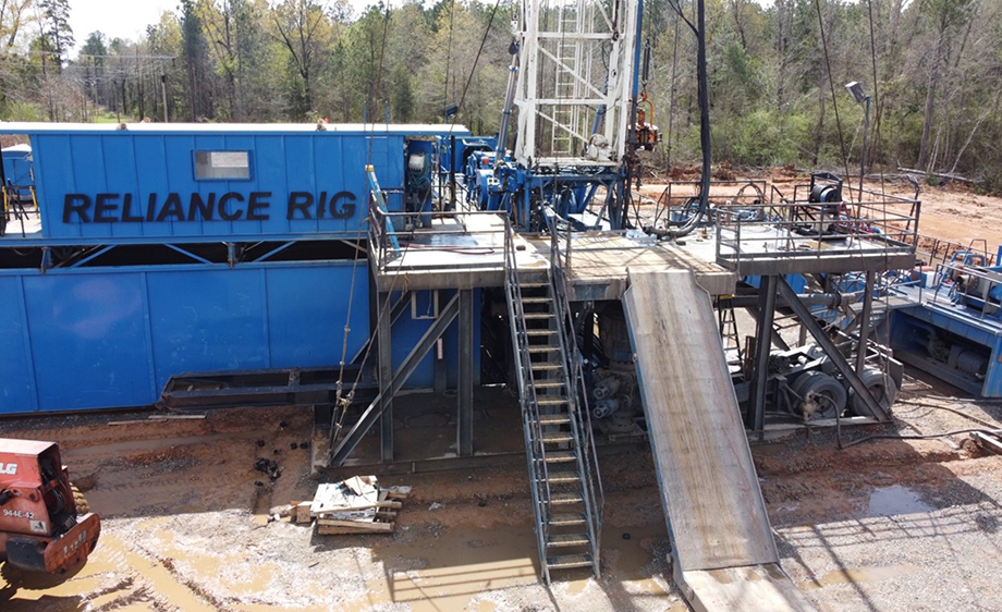 Standard Lithium's drill rig at the well re-entry site in Lafayette County.&nbsp;The drill rig has since demobilized from the site after reaching a total measured depth of 8,940 feet, and has been replaced by a workover rig to complete perforations, final testing and sampling.