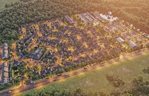 A rendering of The Aronson in Fayetteville, which would be a mixed-used “entertainment neighborhood” including 200 rental properties and an Alamo Drafthouse.