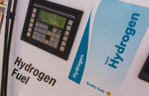 A hydrogen fuel pump at a Shell station in Washington, D.C.