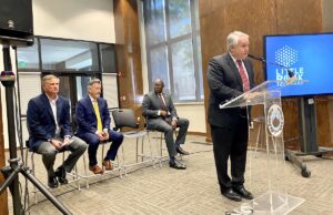 From left: Brent Birch, Hugh McDonald, Little Rock Mayor Frank Scott Jr. and John Burgess.